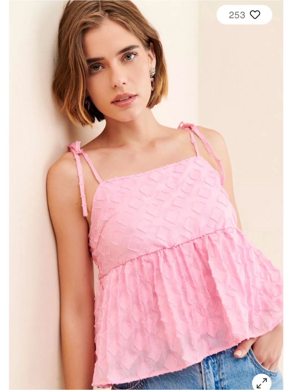 Vero Moda Masja Tank Top, Pink Diamond Pattern - size M